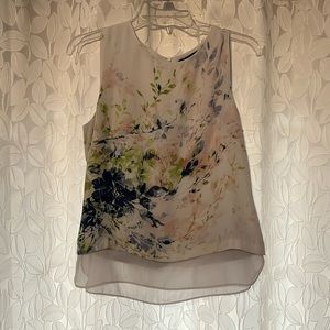 WHBM floral flutter sleeve top